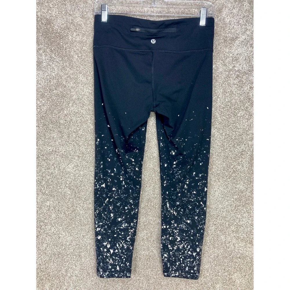 Lululemon Speed Wunder Mid Rise Crop Leggings Womens 8 Black Yoga Sports Pull On